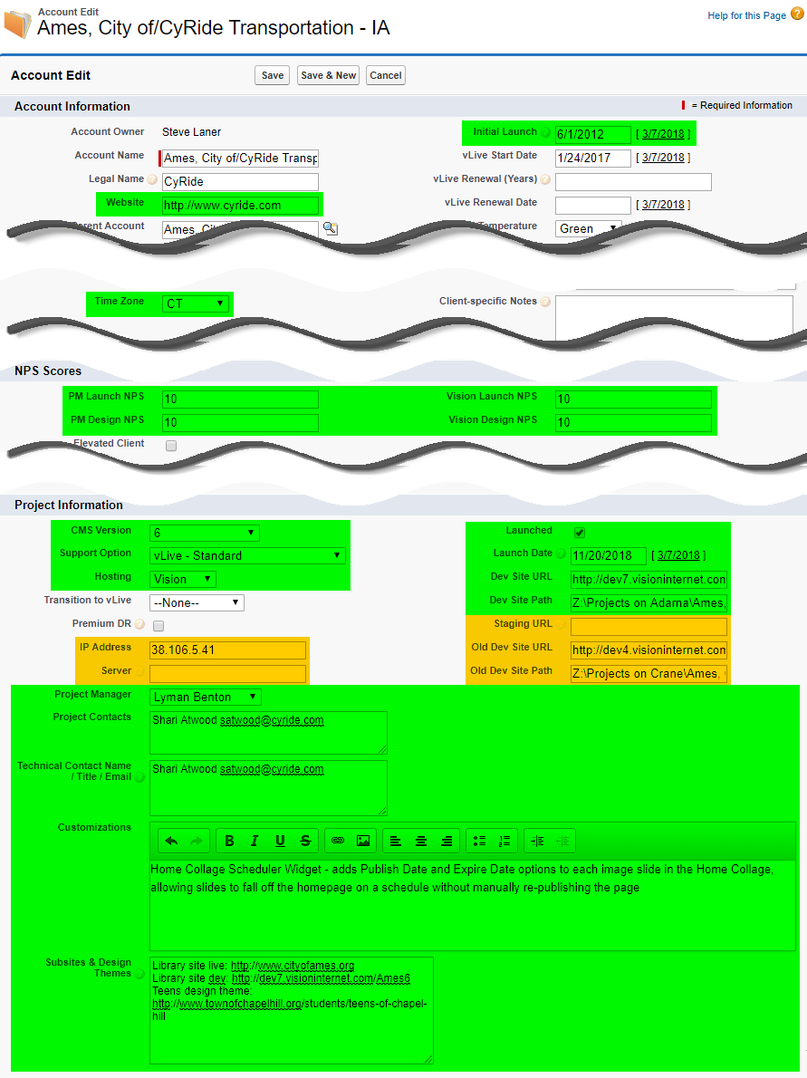 Fields to fill out in SF