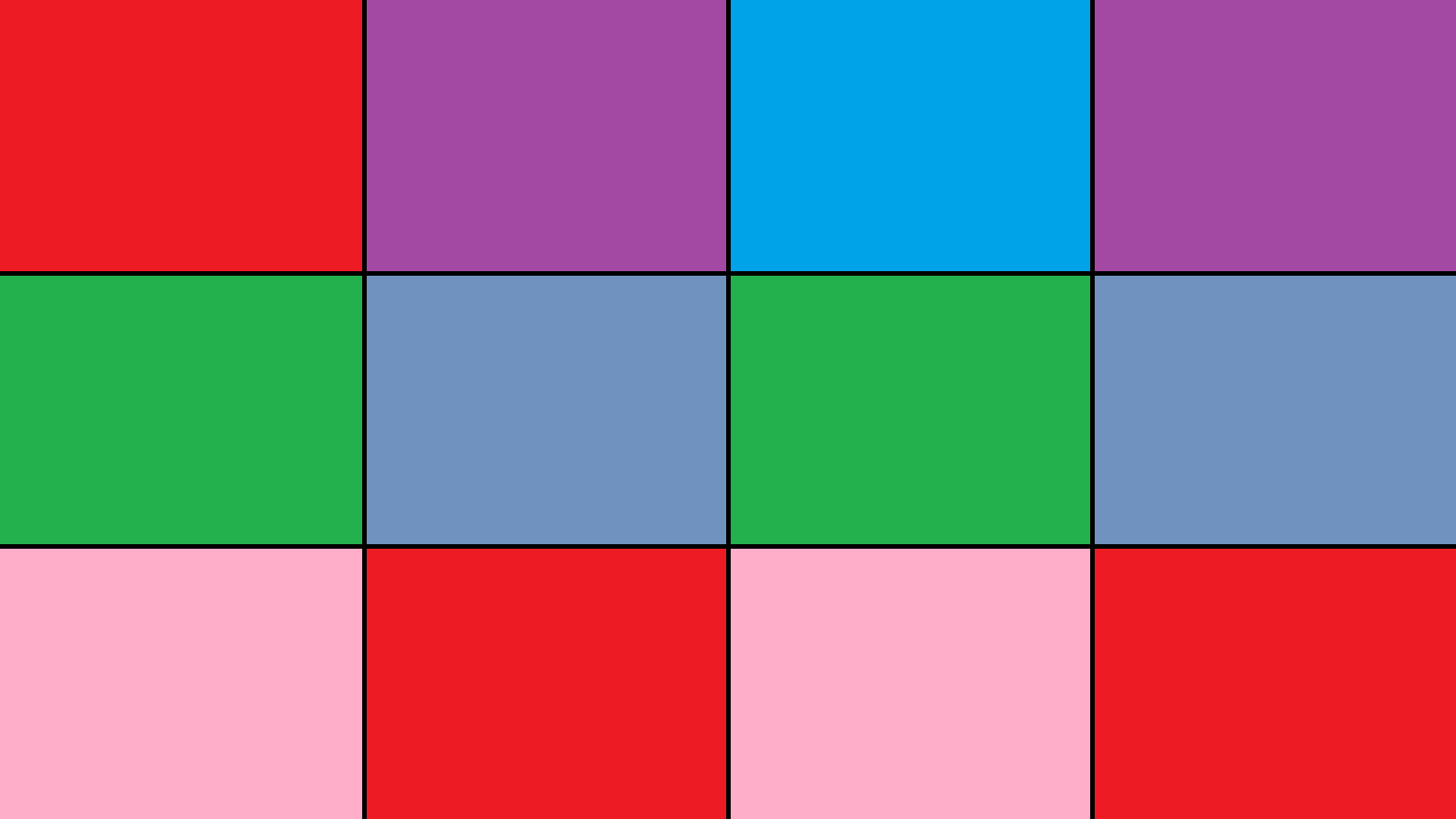 Rectangular photo with 12 sections in different colors